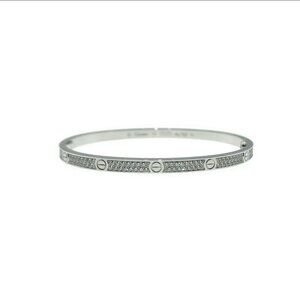 Cartier Love Bracelet Pave Diamond 18K white Gold Small Size 17